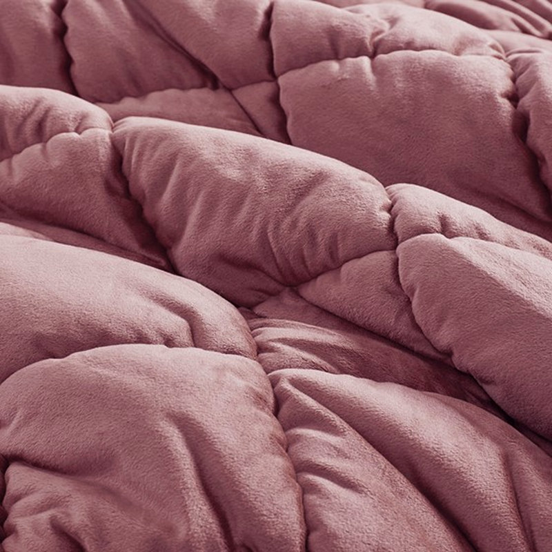 Édredon très grand 3 pièces - édredon en velours, intérieur en microfibre, aéré 3D aéré, face rose, rembourrage,, Pink