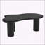 Table basse de 44 po x 25,9 po à assemblage facile avec plateau de 1,5 po d'épaisseur, table de bout irrégulière de style crème avec 3 pieds robustes, table centrale élégante avec bord rond pour le salon-566848990