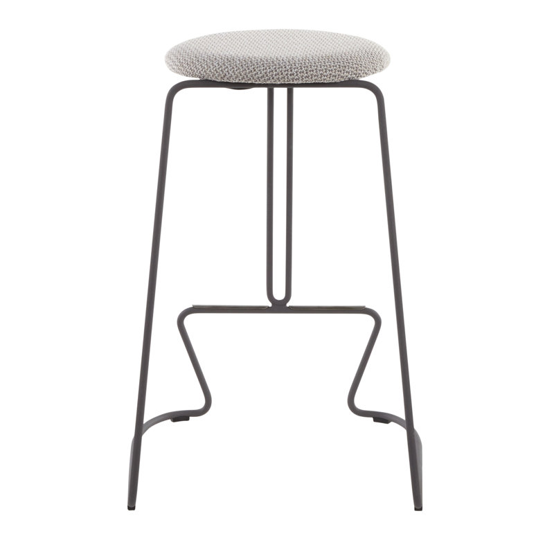 Finn Black Steel and Light Grey Fabric Counter Stool Set