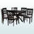 Ashlyn 7-Piece Gray Fabric Upholstered & Espresso Finish Dining Set, 29.68" H X 44.55" W X 44.55" D-1423956276-1423956298
