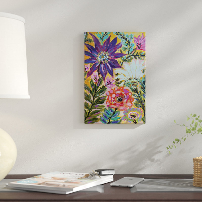 «Garden of Whimsy I», reproduction sur toile, H 26 po x l 18 po x P 1,5 po, Toile avec cadre noir, Pas de tapis