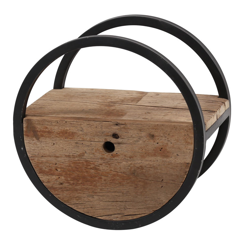 Circle Solid Wood Floating Shelf, 40cm H x 40cm W x 25cm D