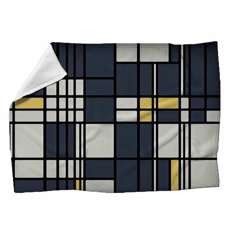 Machine Printed Throw Blanket, 80" L x 60" W, Plaid, Black/Navy