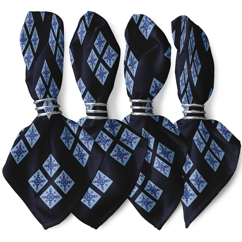 Ensemble de serviettes 4 pièces Shivansh, L 18 po x L 18 po, Bleu marine / bleu
