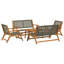 Set Of 4 Teak Look Acacia, Rattan Acacia Wood, Rattan-20658001