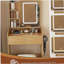 Coiffeuse avec miroir lumineux à DEL, prise de courant, support pour sèche-cheveux et tabouret - Petite commode pour petite chambre à coucher (bois)