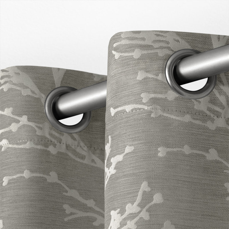 Bellicent Floral Room Darkening Thermal Grommet Curtain Panel Pair, Ash Gray, 52" W x 96" L