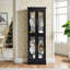 Solid Wood Frame Glass Curio Display Cabinet with Adjustable Shelves