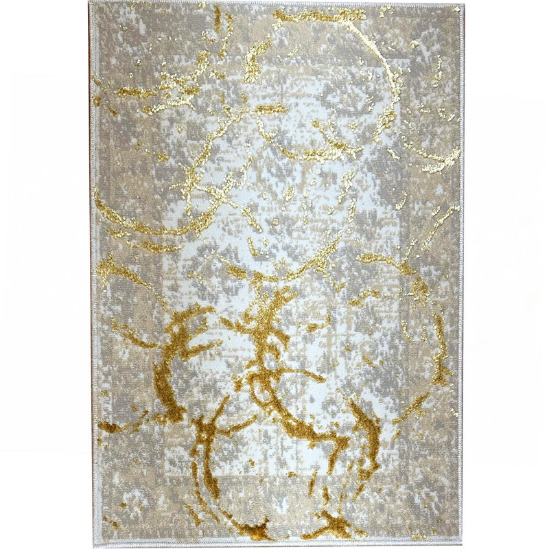 Tapis beige et gris à motif abstrait Penina, Rectangle 7 pi 11 po x 11 pi 2 po