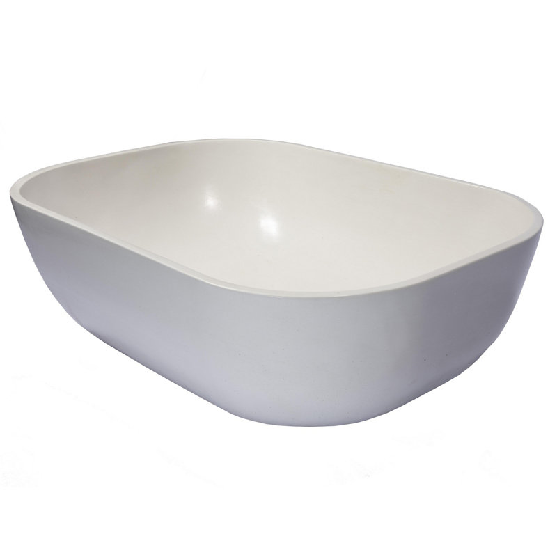 Concrete Rectangular Vessel Bathroom Sink, White