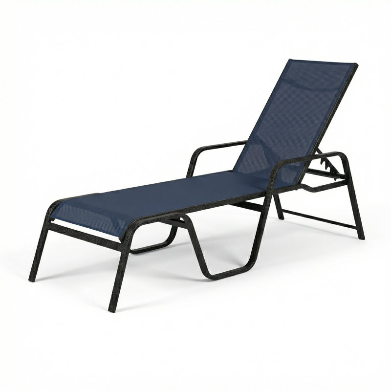 Chaise, Dupioni Sapphire Sling/Granite