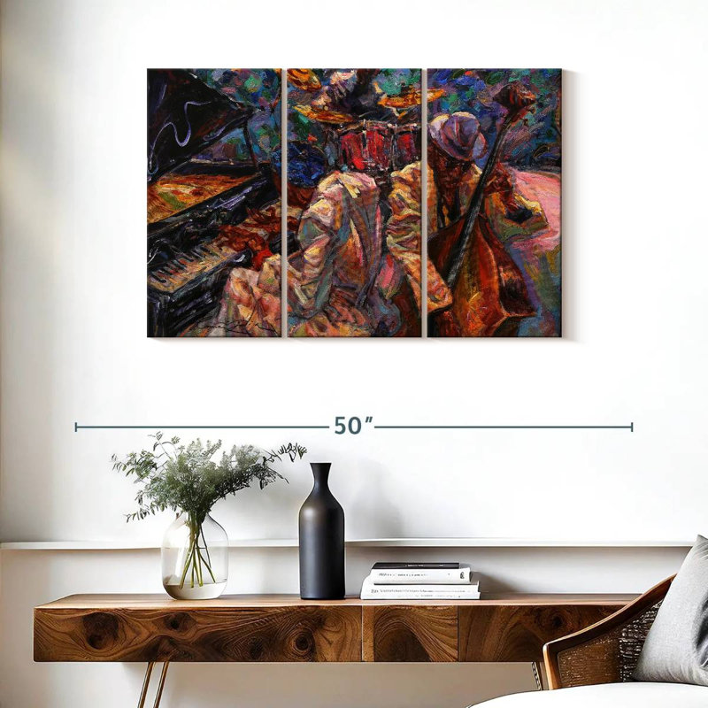 «Jazz Band Musisans», reproduction d'art sur toile, H 24 po x l 38 po x P 1,25 po