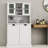 Laundry Basket Cabinet In White - Two Compartment Design Stable & With Adjustable Shelves-1492302345-1492302347