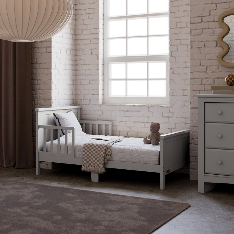 Bailey Toddler Bed with Guardrails, Pebble Gray