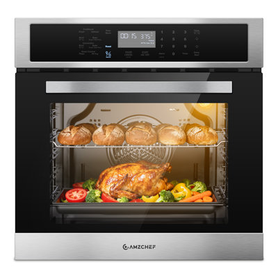 Four mural électrique intégré de 24 po, four à convection simple de 2,5 pi cu avec écran tactile à DEL, minuterie, verrouillage pour enfant et porte rabattable - livraison rapide 2 à 7 jours