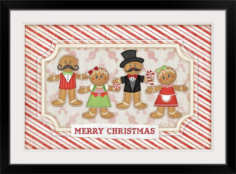 «Gingerbread Christmas» par Jennifer Pugh, impression, Cadre noir, H 32 po x l 44 po x P 1 po