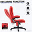 Chaise d'ordinateur inclinable chauffante avec 6 points de vibration, fauteuil de bureau de massage, accoudoirs et télécommande