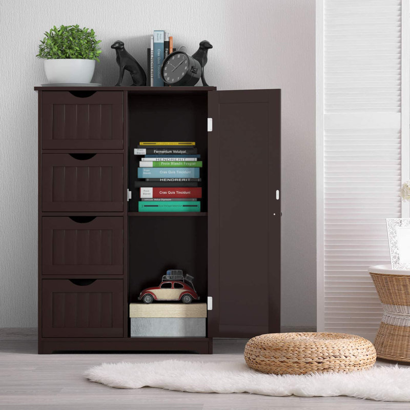 Retrograde Sideboard Chest of Drawers Bathroom Cabinet, Brown