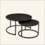 Ensemble de 2 tables basses gigognes modernes en similicuir avec base en métal-603897108-603897111