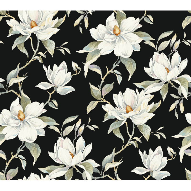 Papier peint blanc Garden Jewels, Noir, noir, noir, noir
