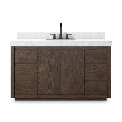 Everett Single Wide Vanity-Satin Light Wash Oak