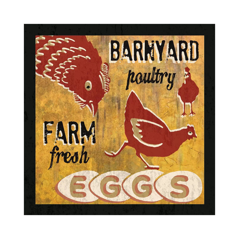 «Barnyard Poultry» par Erin Clark - reproduction d'art textuel, Aucun mat, Toile tendue, H 12 po x l 12 po x P 1,5 po
