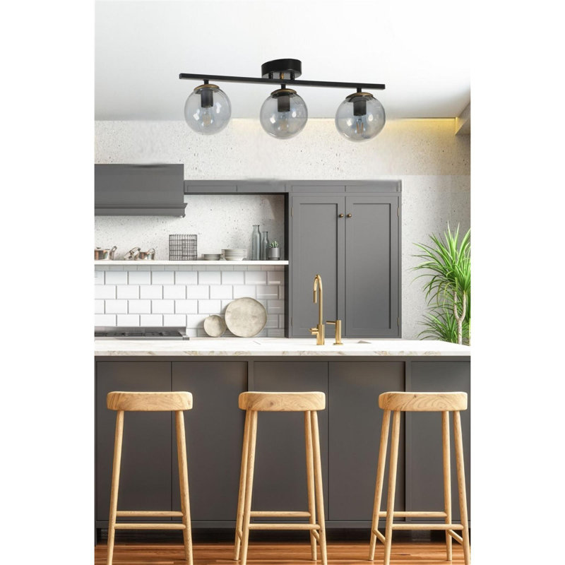 Chandle Flush Mount, Black/Fume