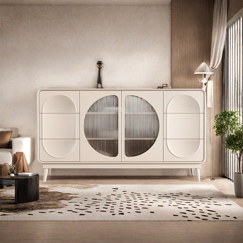 Armoire de rangement crème, H 33,46 po x l 59,06 po x P 15,75 po