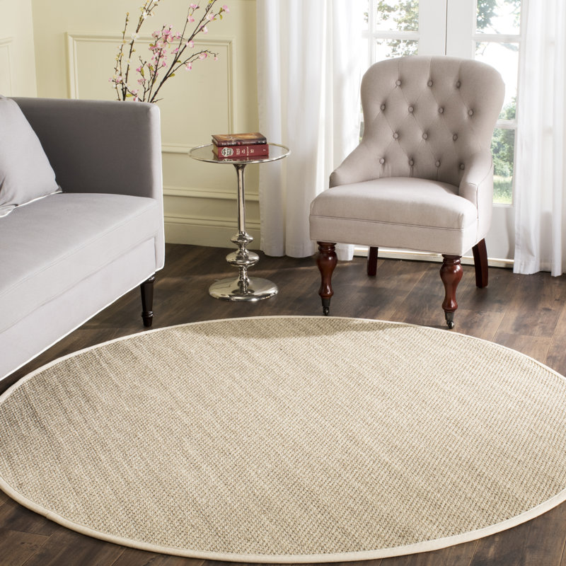 Tapis en jute / sisal marbré / beige Torbin, Rond 6 pi