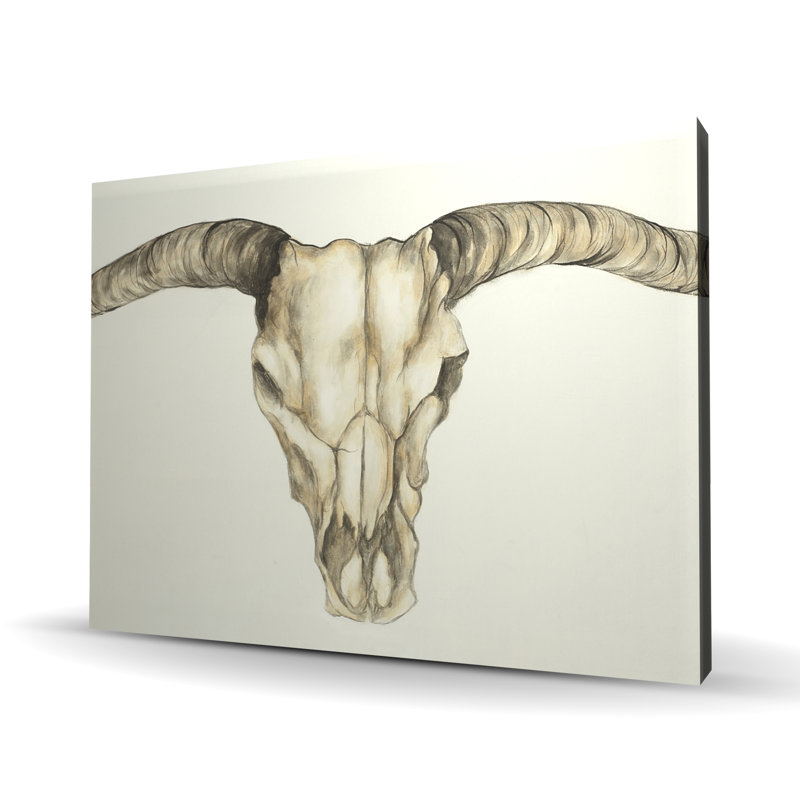 Décor de toile de salon «Long Horn Skull Country» - brun
