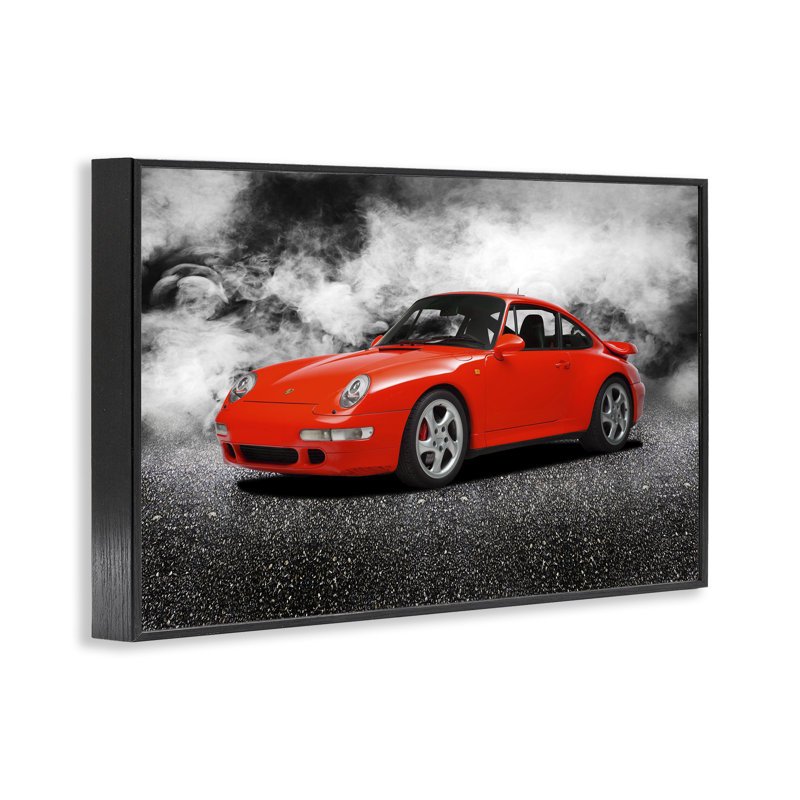 Giclée encadrée de voiture de sport rouge audacieux, design par Mark Rogan, H 16 po x l 24 po, Giclée encadrée noir minuit