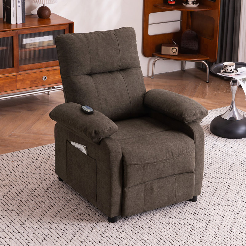 160°Recliner Chair For Elderly Seniors-Manual Push Back Reclining Chair With 8-Point Massage & Heating, Plush Chenille Fabric & Remote Control, Side Storage Pockets For Living Room, Bedroom