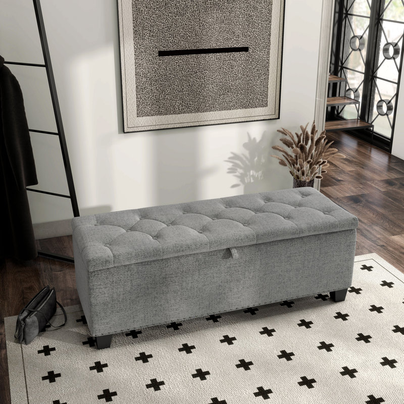 48" Wide Linen Storage Bench, Gray
