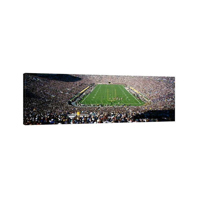 Aerial View Of A Football Stadium, Notre Dame Stadium, Notre Dame, Indiana, USA - Wrapped Canvas Panoramic Print