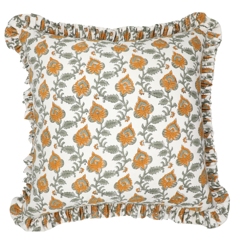 Housse de coussin en coton Floral, Carré, H 18 po x l 18 po