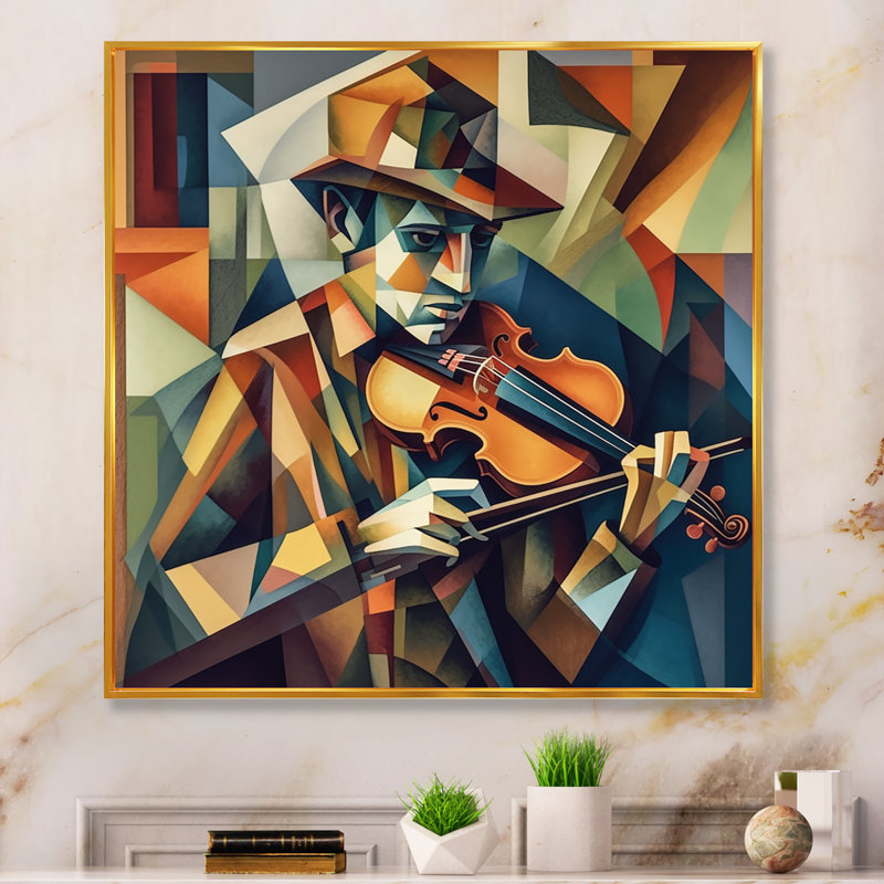 The Modern Violinist II - reproduction d'art sur toile, H 24 po x l 24 po x P 1 po, Cadre flottant doré
