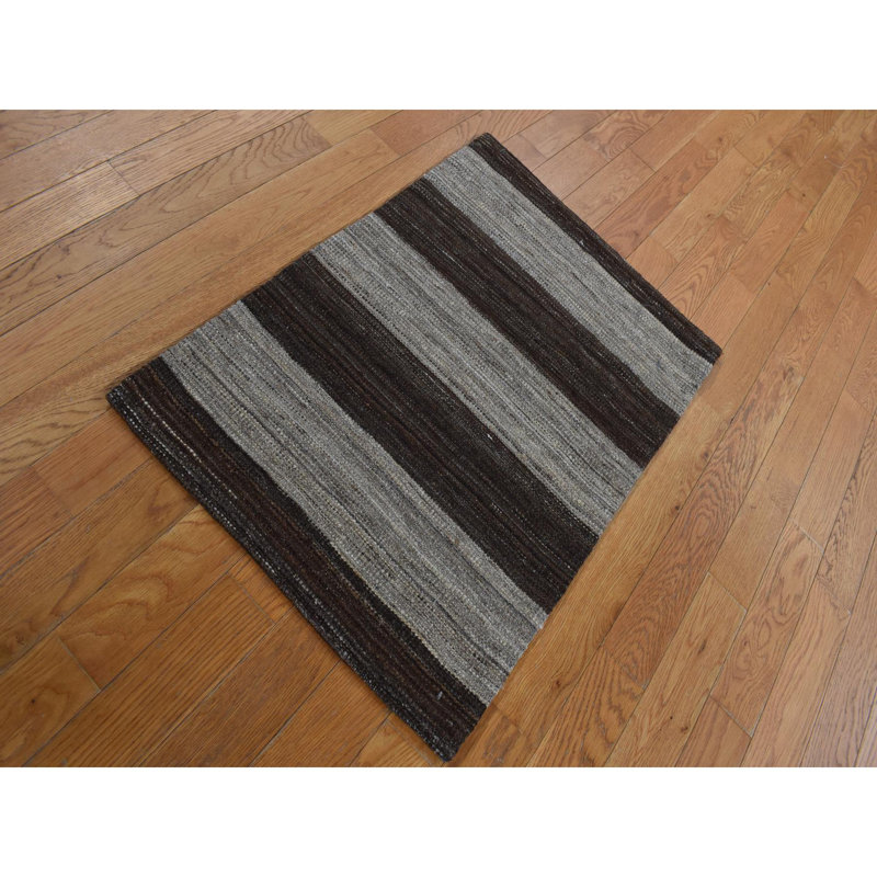 2'x3' Brown Undyed Flat Weave Kilim Natural Wool Hand Woven Sample Rug 39BB152C5C814FE6976EB8AA1DA31B1C