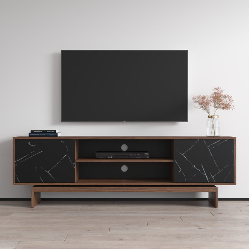 Meuble télé 70,9 po Calab, Noyer / noir