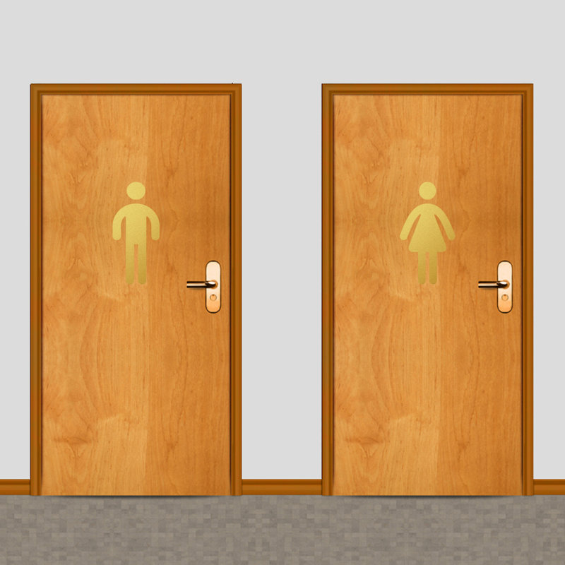 Décalcomanie murale toilettes pour hommes et femmes, Or