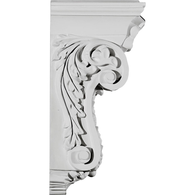 Endurathane Scroll Leaf Corbel, 7 7/8"W x 8 3/4"D x 18 1/4"H, Factory Primed