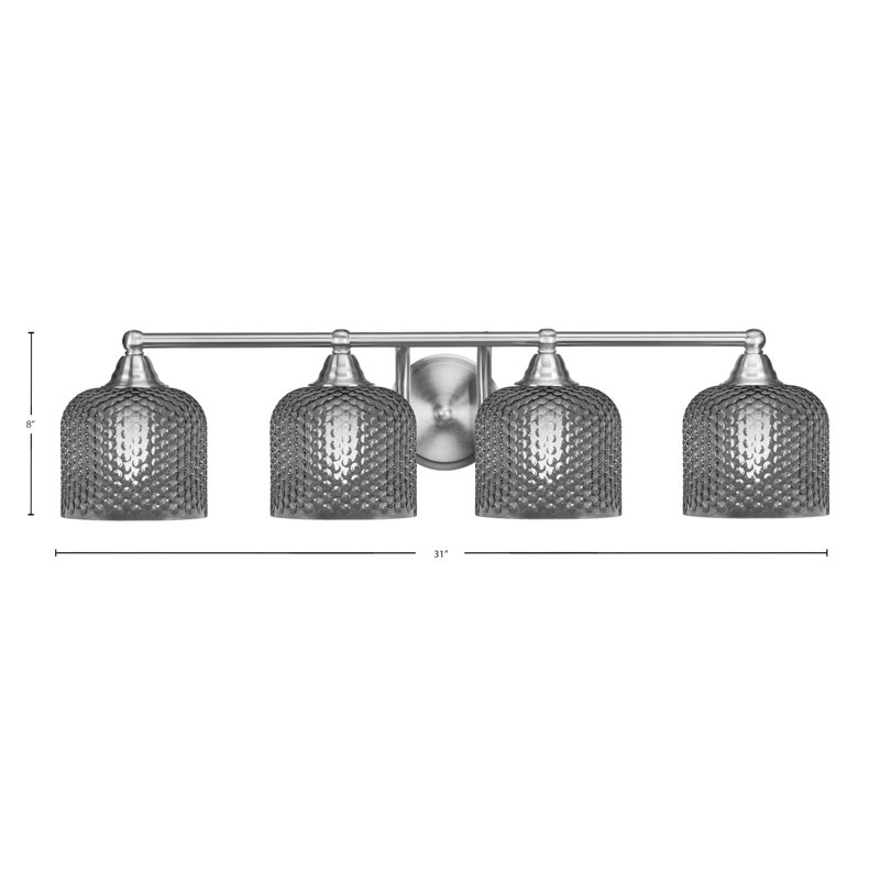 Barre d'éclairage de salle de bain 4 lumières en aluminium nickel brossé 6 po Allexus, Nickel brossé, Quatre lumières