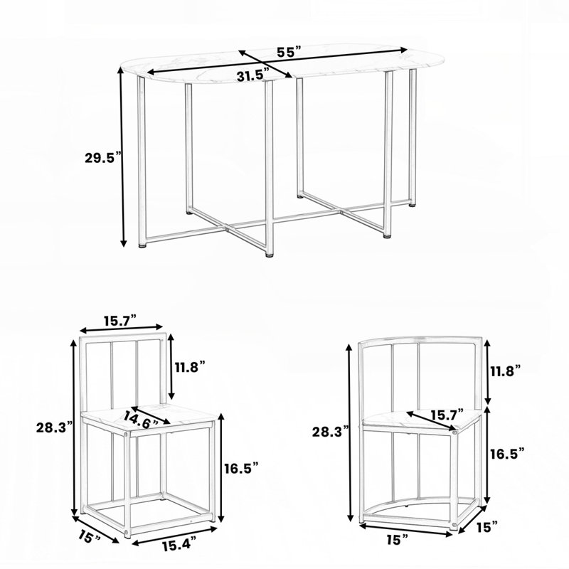 Ensemble de salle à manger moderne 7 pièces avec table semi-circulaire unique et chaises triangulaires confortables, parfait pour un repas élégant et fonctionnel