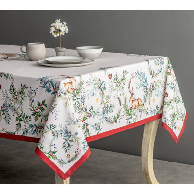Floral 100% Cotton Christmas Tablecloth