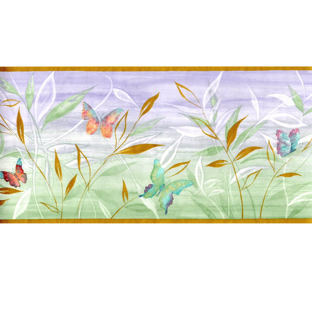 Lenda Watercolor Butterfly Wallpaper Border - 15ft Long, 8.5" Wide August Grove®