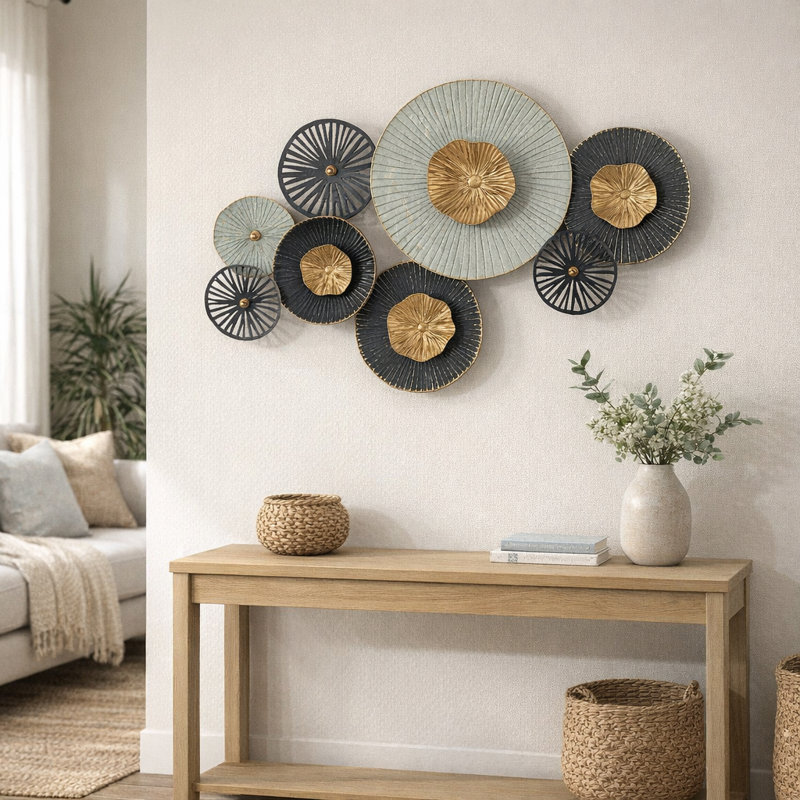 Metal Wall Decor – Abstract Multicolor Wall Art Floral Design, Dimensional Hanging Accent, 35" x 20"