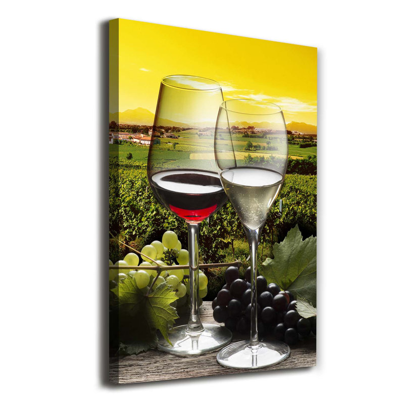 Wine And Grapes - Wrapped Canvas Print