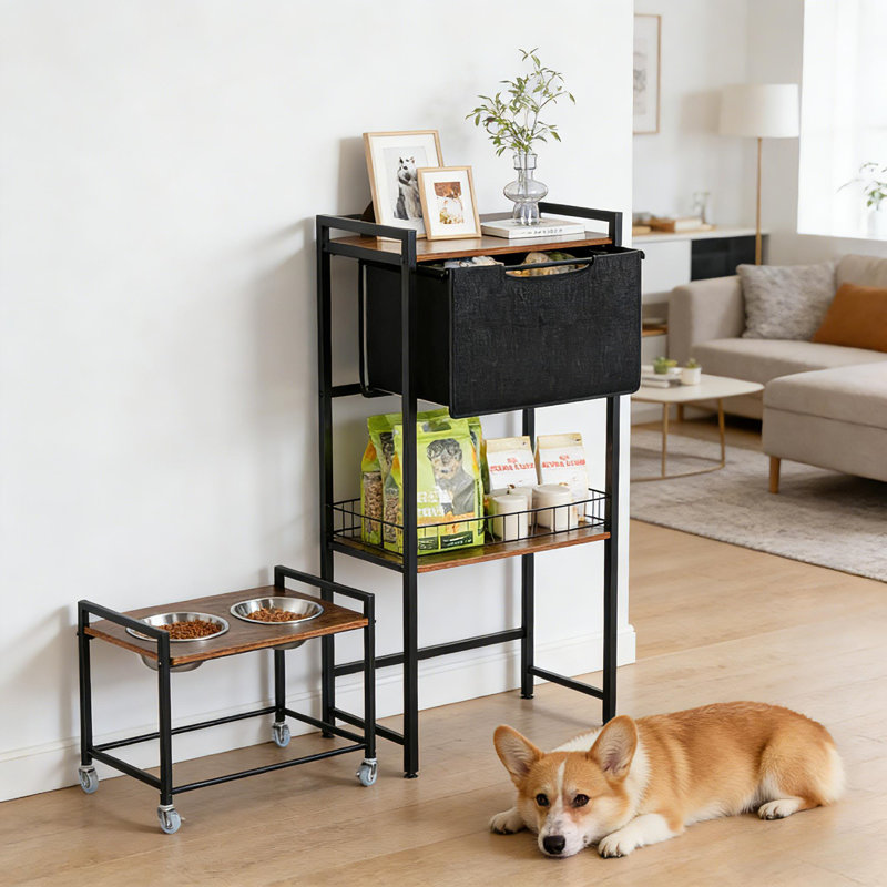 Versatile 6-height Adjustable Dog Feeder With Storage