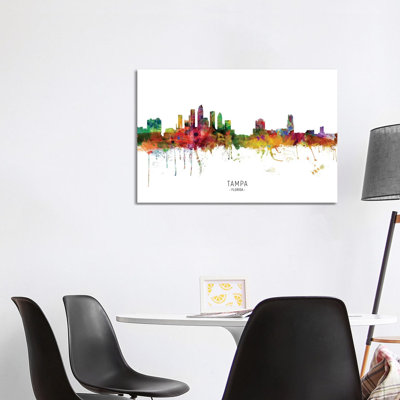 «Tampa Florida Skyline» par Michael Tompsett - peinture sur toile tendue