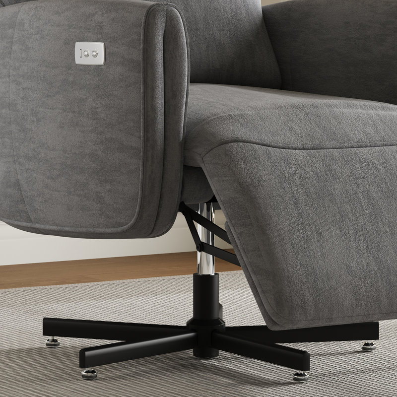 Fauteuil inclinable électrique pivotant à 360 ° en velours, inclinable électrique avec charge de type C, pour bureau à domicile et salon, gris foncé, assemblage rapide