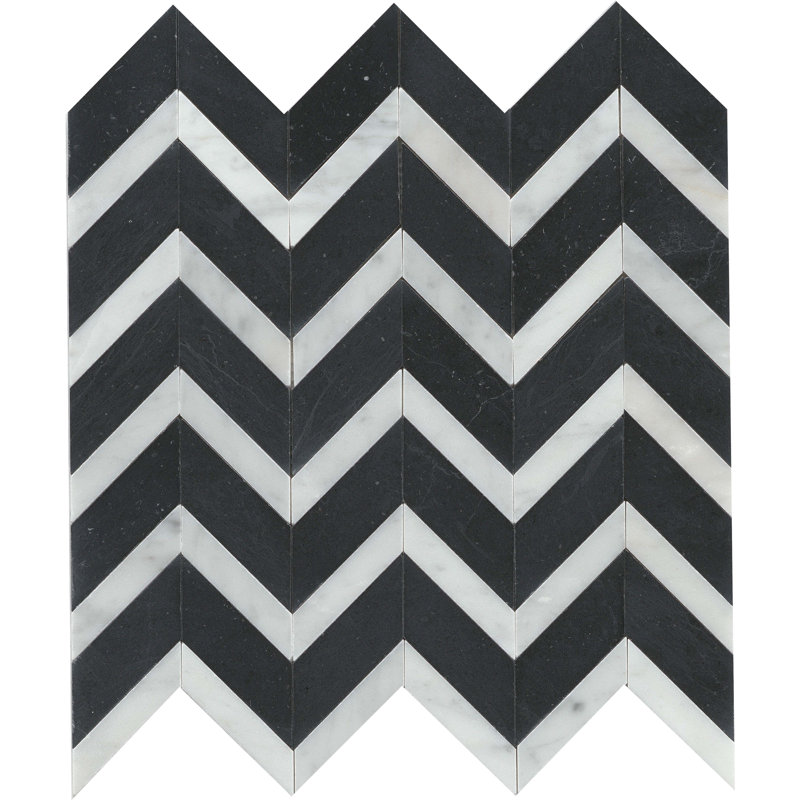 Bizou™ 12 x 13 in. Marble Decorative Accent Tile, Black/White